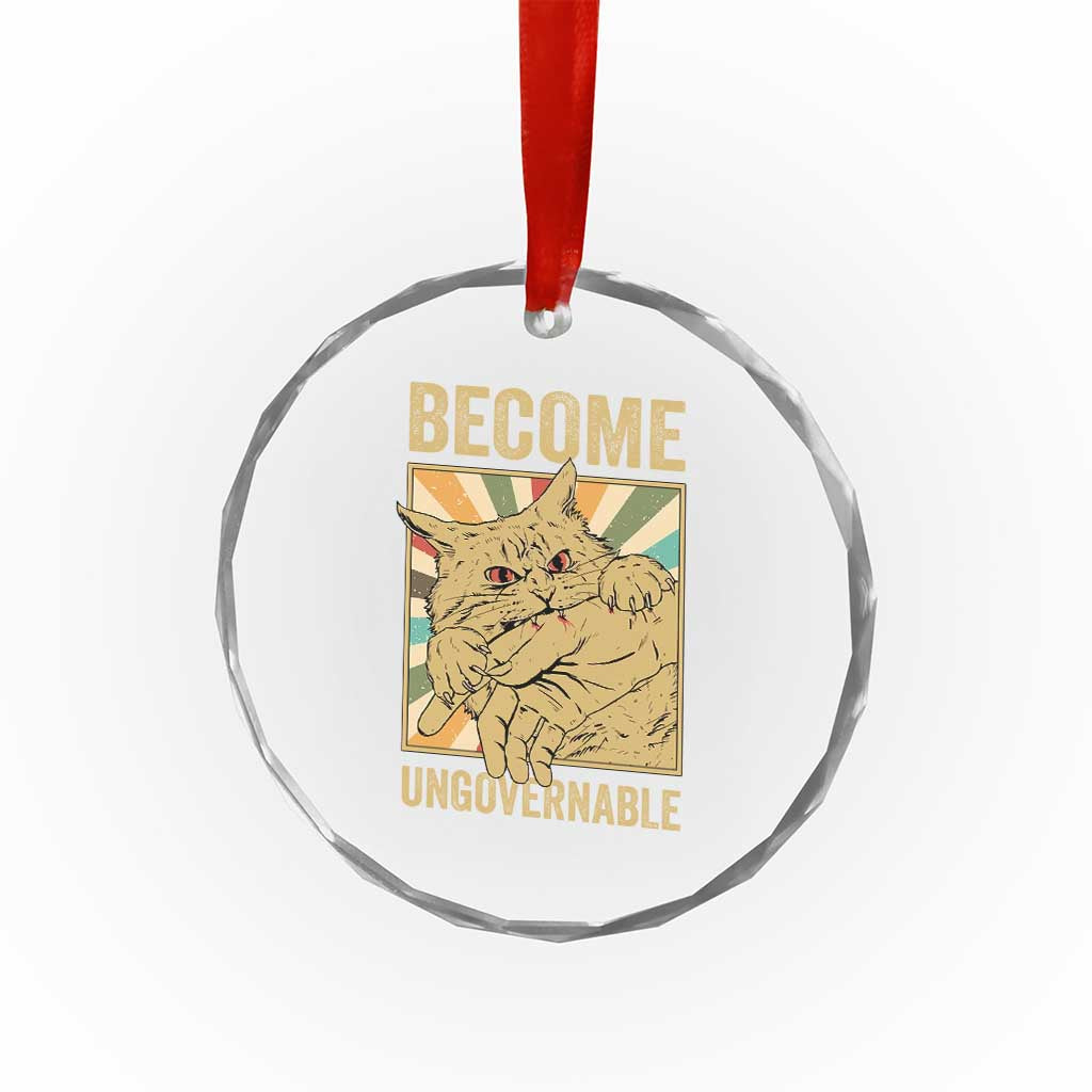 Become Ungovernable Cat Crystal Glass Ornament Funny Retro Cat Bite Horror Anime TS11 Print Your Wear
