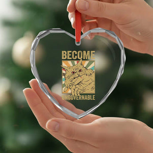 Become Ungovernable Cat Heart Crystal Glass Ornament Funny Retro Cat Bite Horror Anime TS11 Print Your Wear