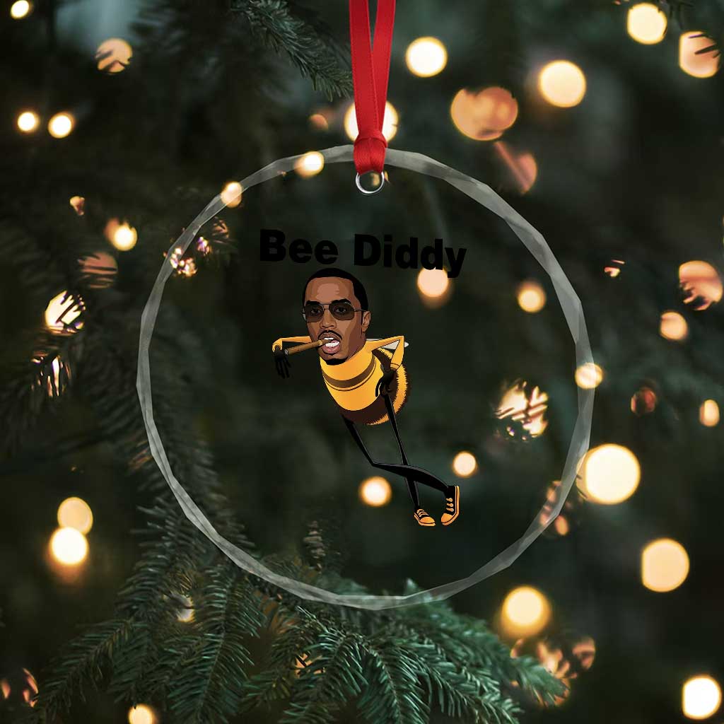 Bee Diddy Crystal Glass Ornament Dark Humor Internet Meme Brainrot Gen Z TS10 Print Your Wear