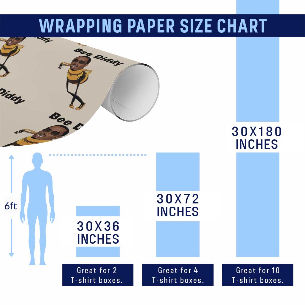 Bee Diddy Wrapping Paper Roll Dark Humor Internet Meme Brainrot Gen Z TS10 Print Your Wear