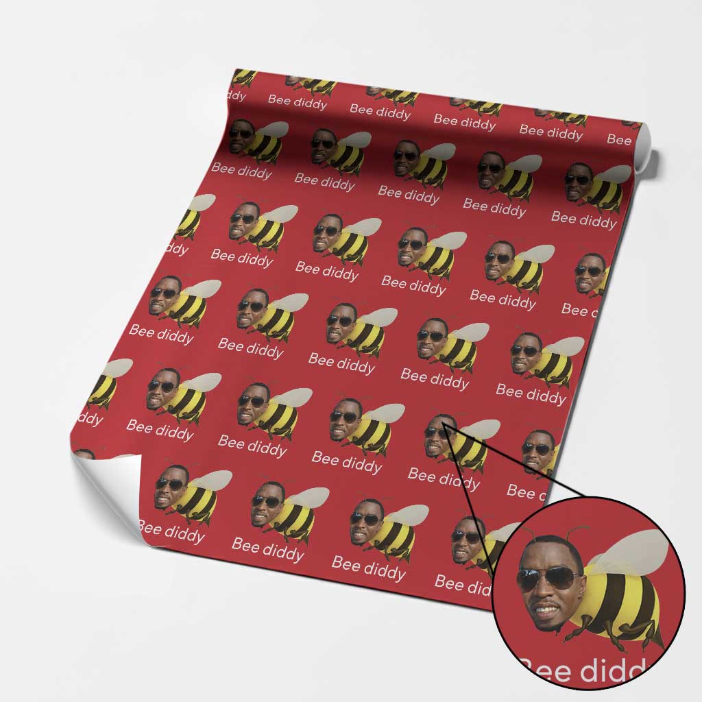 Bee Diddy Wrapping Paper Roll Funny Weirdcore Dark Humor Internet Memes Gen-Z TS10 Red Print Your Wear