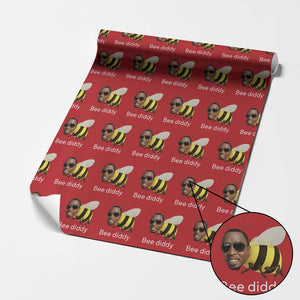 Bee Diddy Wrapping Paper Roll Funny Weirdcore Dark Humor Internet Memes Gen-Z TS10 Red Print Your Wear