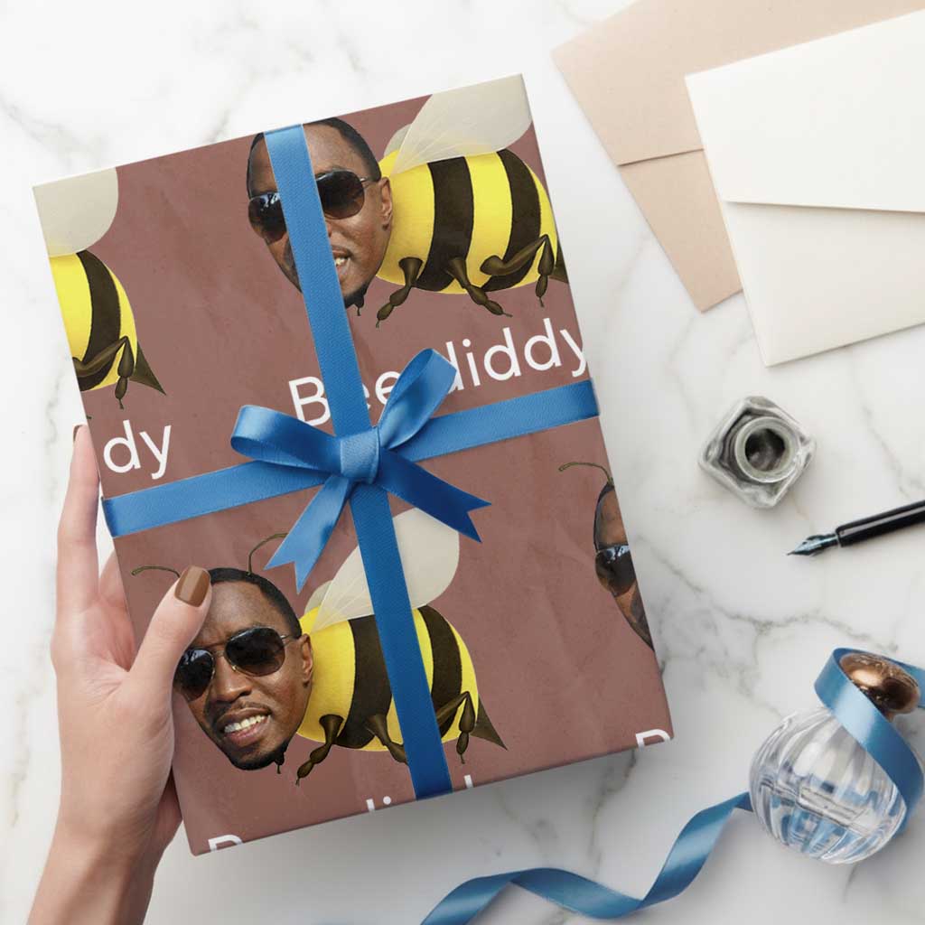 Bee Diddy Wrapping Paper Roll Funny Weirdcore Dark Humor Internet Memes Gen-Z TS10 Mocha Print Your Wear