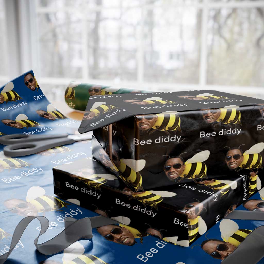 Bee Diddy Wrapping Paper Roll Funny Weirdcore Dark Humor Internet Memes Gen-Z TS10 Black Print Your Wear
