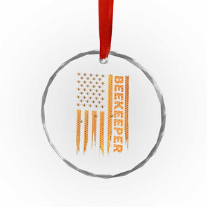Beekeeping American Flag Honeycomb Honey Bees Beekeeper Crystal Glass Ornament TS11 Print Your Wear