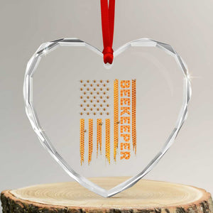 Beekeeping American Flag Honeycomb Honey Bees Beekeeper Heart Crystal Glass Ornament TS11 Transparent Glass 3'' Heart Print Your Wear