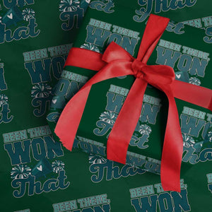 Been There Won That Cheer Spirit Wrapping Paper Roll Game Day Champions Sport Fans TS02 Green Print Your Wear