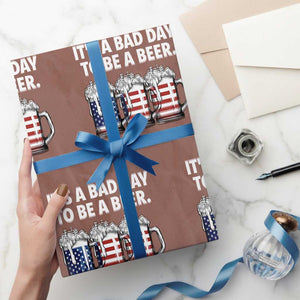 Beer American Flag 4th of July Wrapping Paper Roll Bad Day to Be A Beer TS14 Mocha Print Your Wear