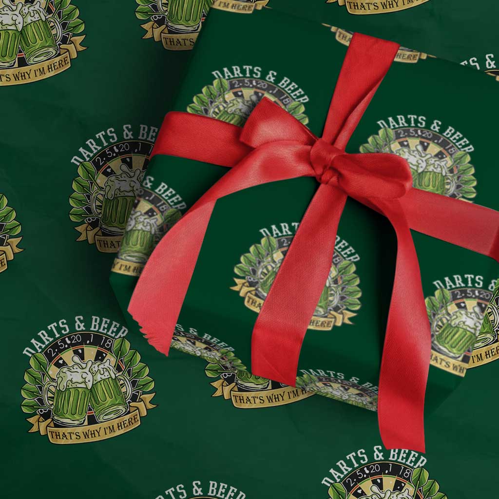 Beer And Darts St Patricks Day Gift Wrapping Paper Roll That Is Why I Am Here TS12 Green Print Your Wear
