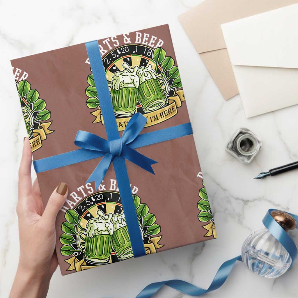 Beer And Darts St Patricks Day Gift Wrapping Paper Roll That Is Why I Am Here TS12 Mocha Print Your Wear
