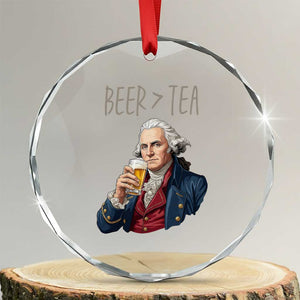 Beer Greater Than Tea Funny Founding Fathers Crystal Glass Ornament American History Drinking Boston Tea Party Sarcasm