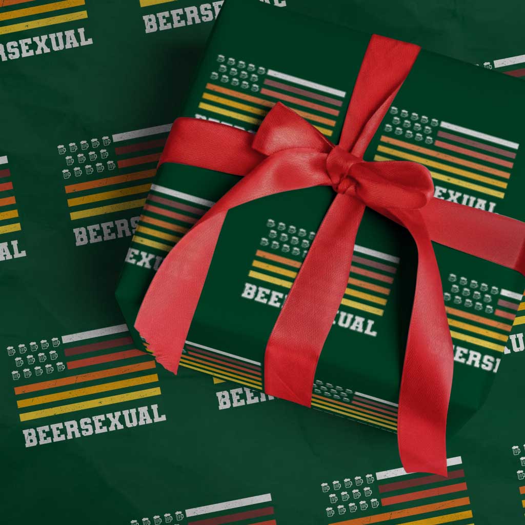 Beersexual Funny Beer Lover Graphic Wrapping Paper Roll Vintage American Flag Parody TS02 Green Print Your Wear