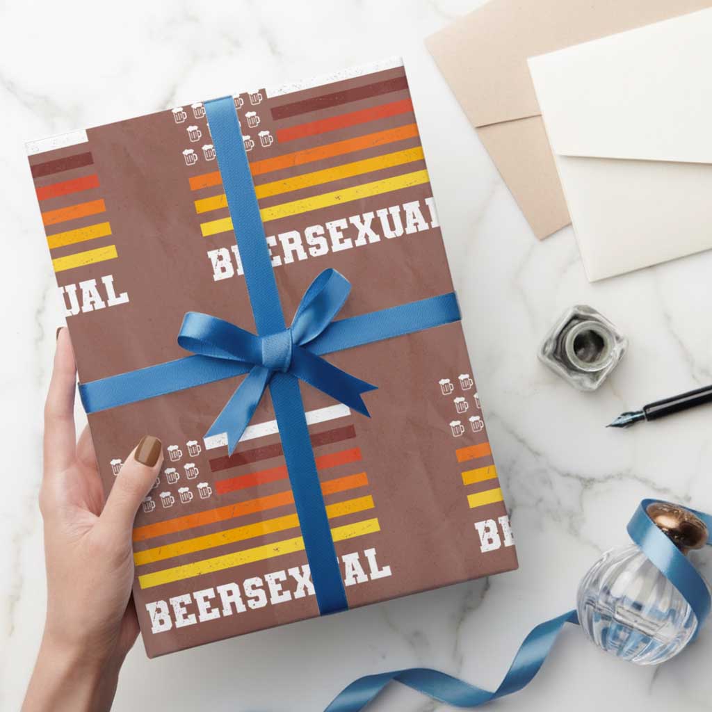 Beersexual Funny Beer Lover Graphic Wrapping Paper Roll Vintage American Flag Parody TS02 Mocha Print Your Wear