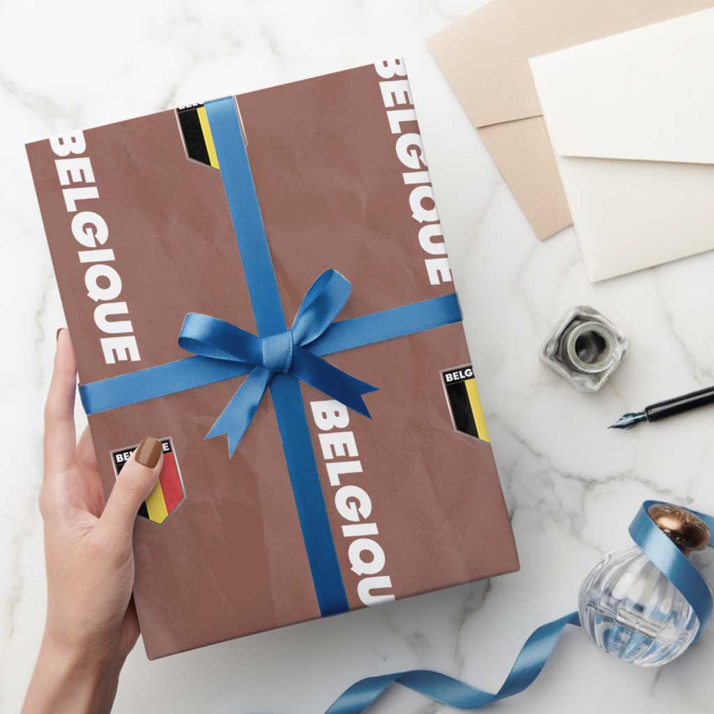 Belgique Belgium Flag Shield Minimalist Graphic Wrapping Paper Roll French Belgian Pride and European Heritage Souvenir TS02 Mocha Print Your Wear