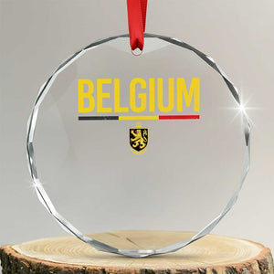 Belgium Belgian Flag Crystal Glass Ornament Belgian Lion Coat of Arms Belgie Souvenir TS11 Transparent Glass 3'' Circle Print Your Wear