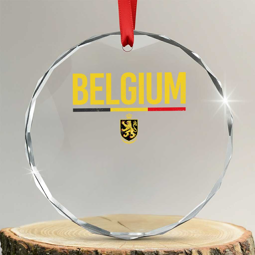 Belgium Belgian Flag Crystal Glass Ornament Belgian Lion Coat of Arms Belgie Souvenir TS11 Transparent Glass 3'' Circle Print Your Wear