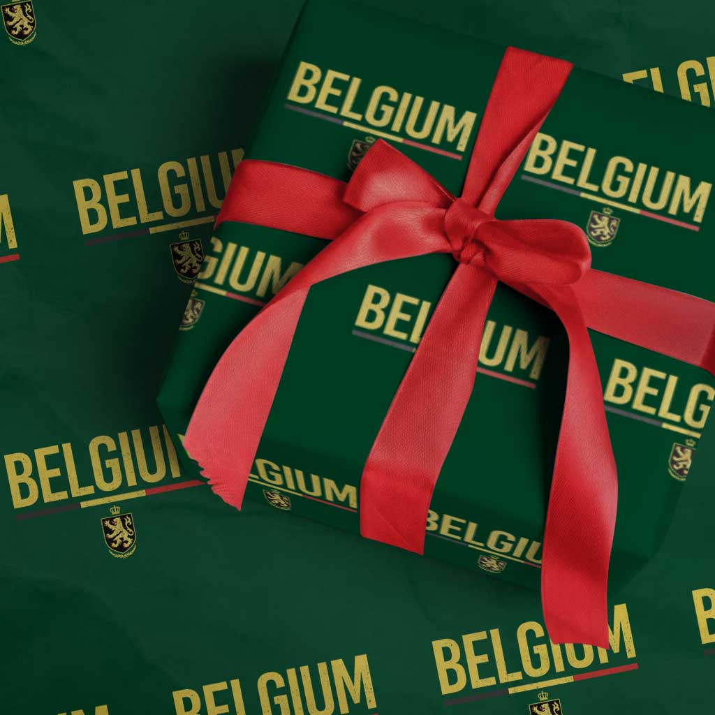 Belgium Belgian Flag Wrapping Paper Roll Belgian Lion Coat of Arms Belgie Souvenir TS11 Green Print Your Wear