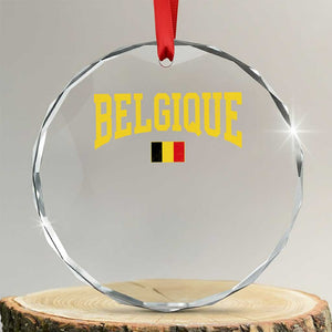 Belgium Belgique Throwback Design Vintage Belgian Flag Jersey Style Crystal Glass Ornament TS11 Transparent Glass 3'' Circle Print Your Wear