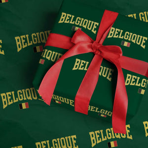 Belgium Belgique Throwback Design Vintage Belgian Flag Jersey Style Wrapping Paper Roll TS11 Green Print Your Wear