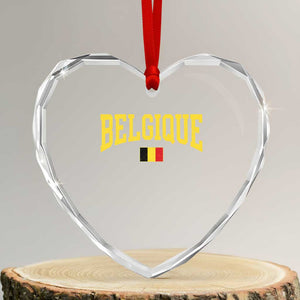 Belgium Belgique Throwback Design Vintage Belgian Flag Jersey Style Heart Crystal Glass Ornament TS11 Transparent Glass 3'' Heart Print Your Wear
