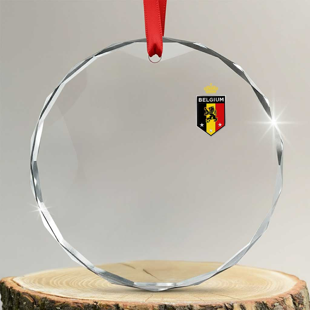 Belgium Football Crest Crystal Glass Ornament Vintage Belgian Lion Crown Belgian Heritage TS11 Transparent Glass 3'' Circle Print Your Wear