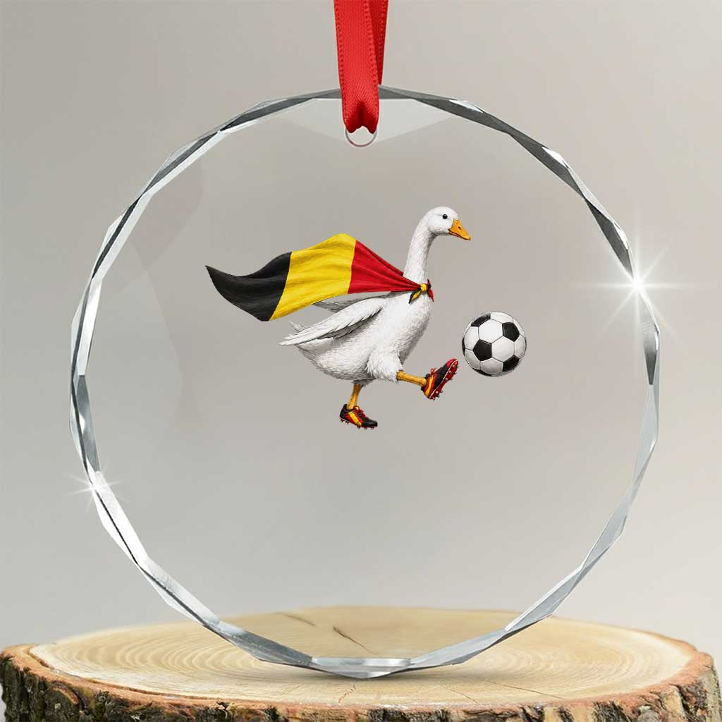 Belgium Soccer Goose Crystal Glass Ornament Belgian Flag Patriotic Football Fan Graphic TS10 Transparent Glass 3'' Circle Print Your Wear