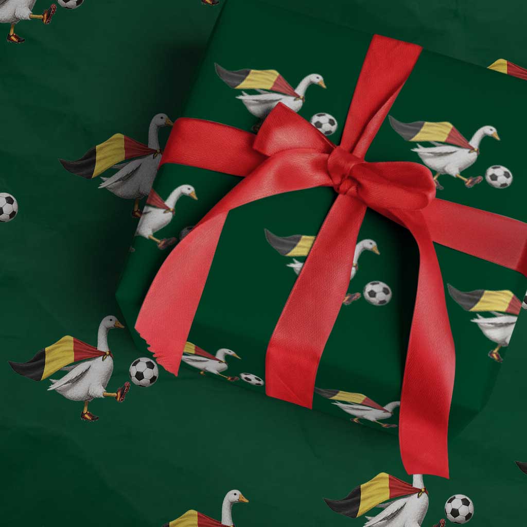 Belgium Soccer Goose Wrapping Paper Roll Belgian Flag Patriotic Football Fan Graphic TS10 Green Print Your Wear