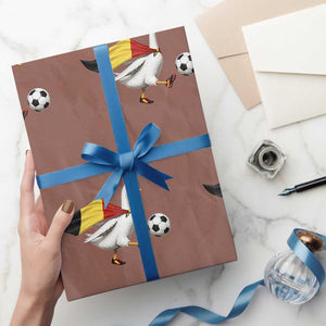 Belgium Soccer Goose Wrapping Paper Roll Belgian Flag Patriotic Football Fan Graphic TS10 Mocha Print Your Wear