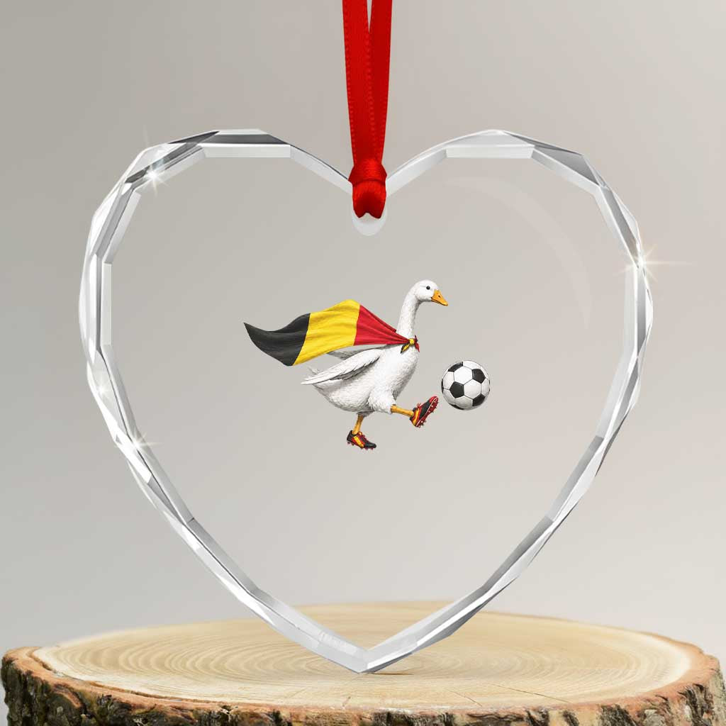 Belgium Soccer Goose Heart Crystal Glass Ornament Belgian Flag Patriotic Football Fan Graphic TS10 Transparent Glass 3'' Heart Print Your Wear