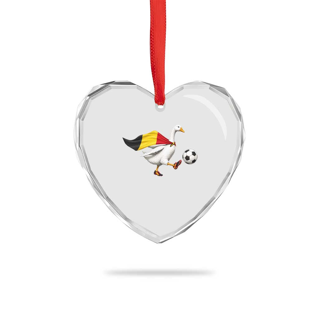 Belgium Soccer Goose Heart Crystal Glass Ornament Belgian Flag Patriotic Football Fan Graphic TS10 Print Your Wear