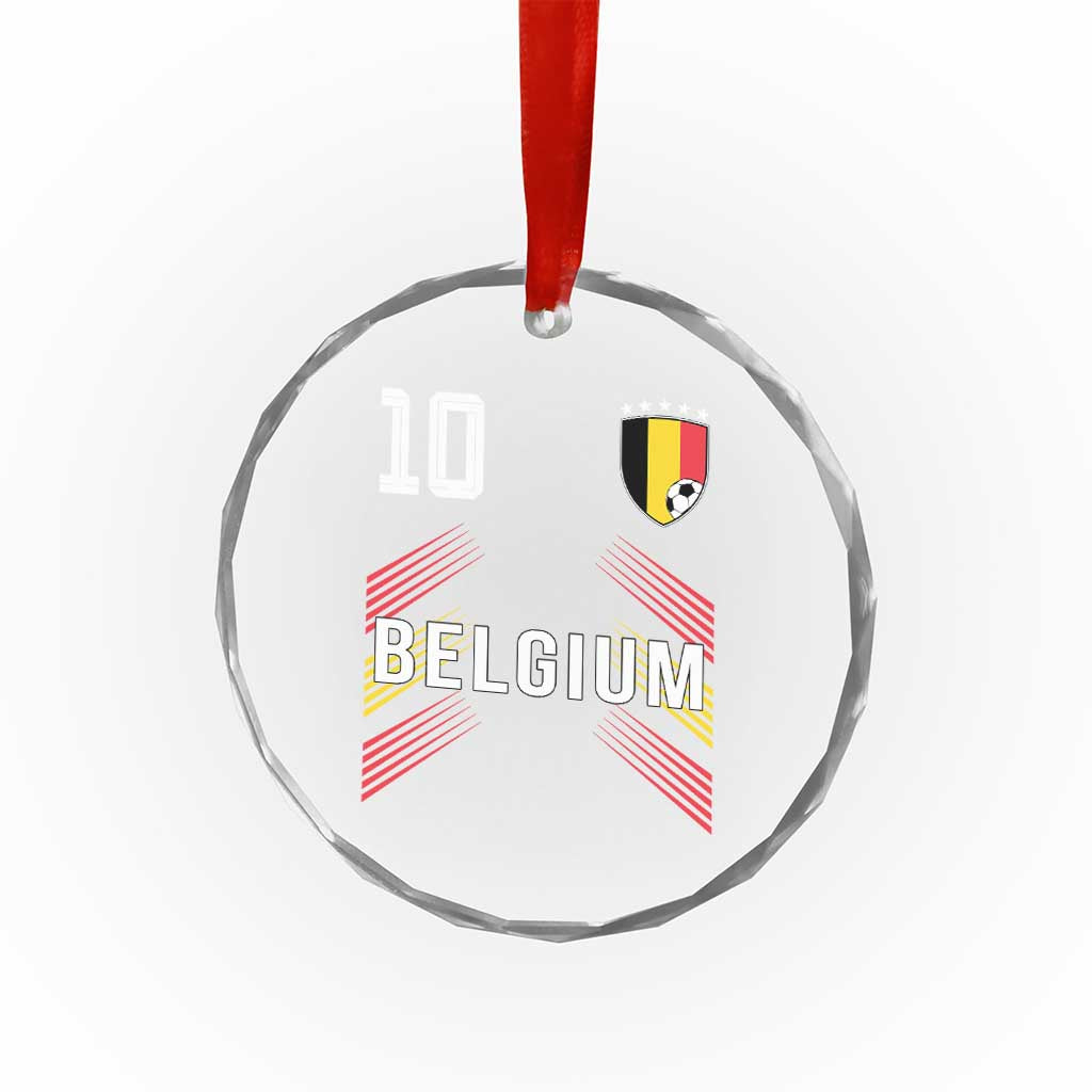 Belgium Soccer Sports Graphic Number 10 Jersey Style Crystal Glass Ornament Proud Belgian Football Fans Game Day Pride