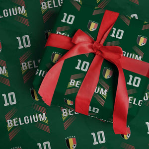 Belgium Soccer Sports Graphic Number 10 Jersey Style Wrapping Paper Roll Proud Belgian Football Fans Game Day Pride TS02 Green Print Your Wear