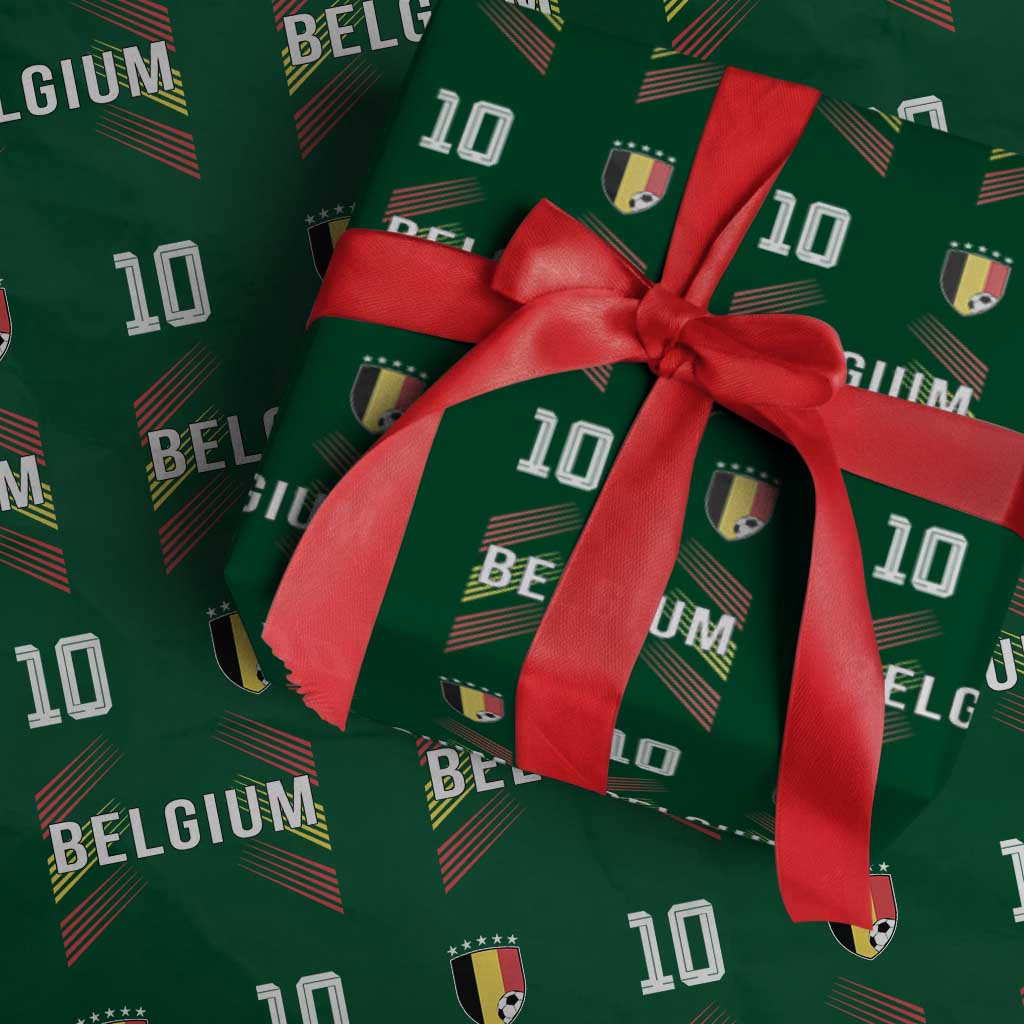 Belgium Soccer Sports Graphic Number 10 Jersey Style Wrapping Paper Roll Proud Belgian Football Fans Game Day Pride TS02 Green Print Your Wear