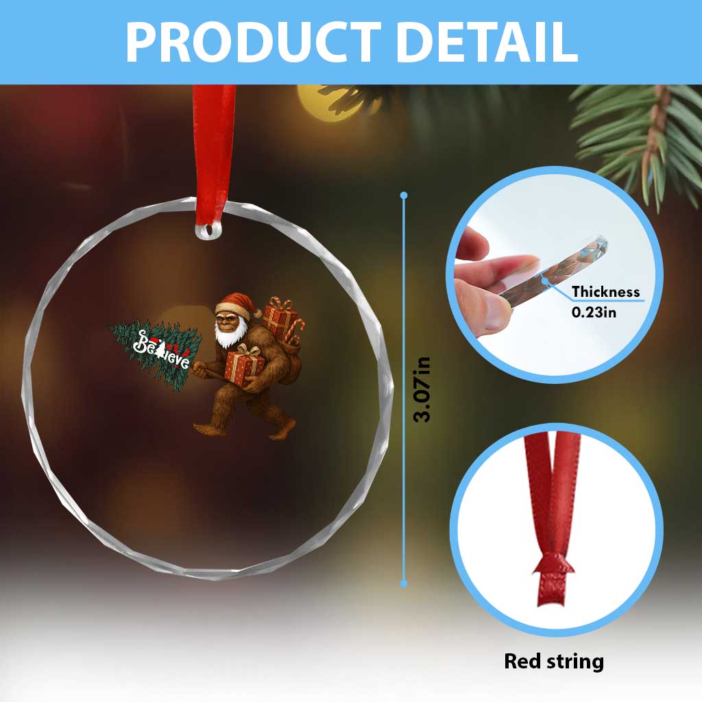 Believe Bigfoot Christmas Crystal Glass Ornament Sasquatch Holiday Gift TS12 Print Your Wear