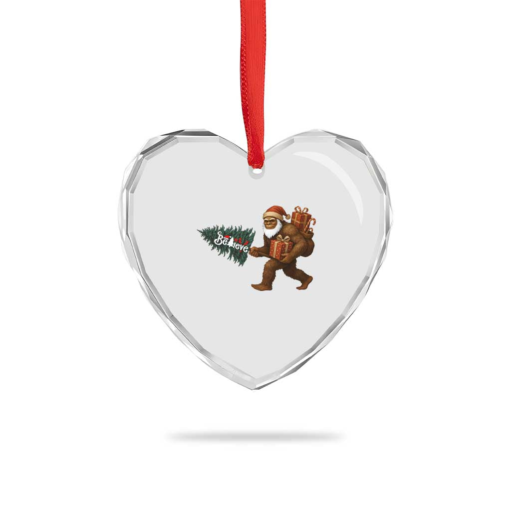 Believe Bigfoot Christmas Heart Crystal Glass Ornament Sasquatch Holiday Gift TS12 Print Your Wear