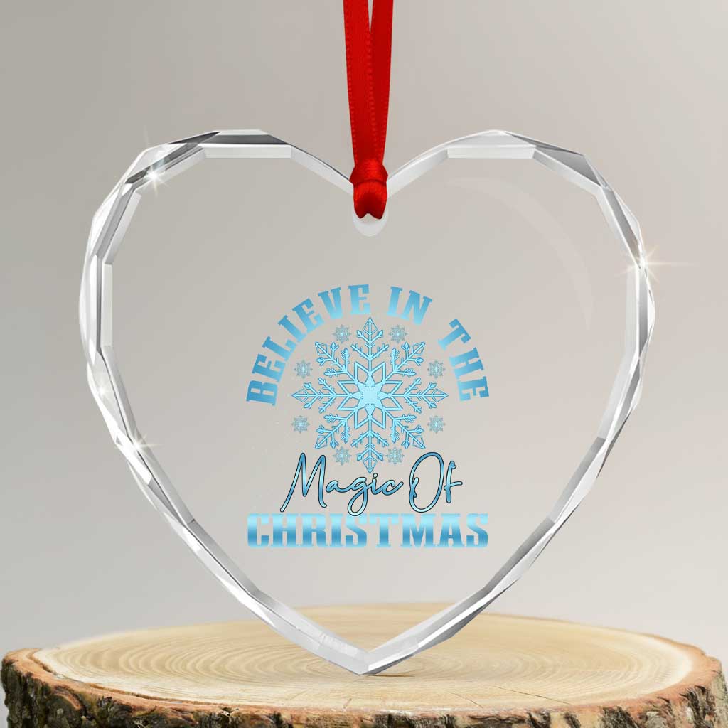Believe In The Magic Of Christmas Heart Crystal Glass Ornament Xmas Snowflake TS11 Transparent Glass 3'' Heart Print Your Wear