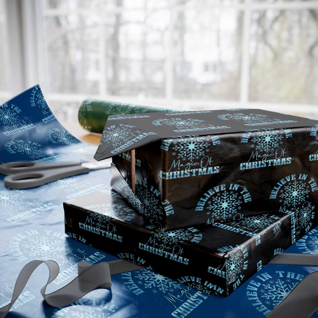 Believe In The Magic Of Christmas Wrapping Paper Roll Xmas Snowflake TS11 Black Print Your Wear