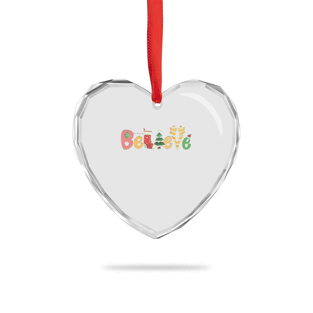 Believe Xmas Heart Crystal Glass Ornament Santa Claus Reindeer Candy Cane Groovy Xmas TS02 Print Your Wear