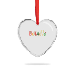 Believe Xmas Heart Crystal Glass Ornament Santa Claus Reindeer Candy Cane Groovy Xmas TS02 Print Your Wear