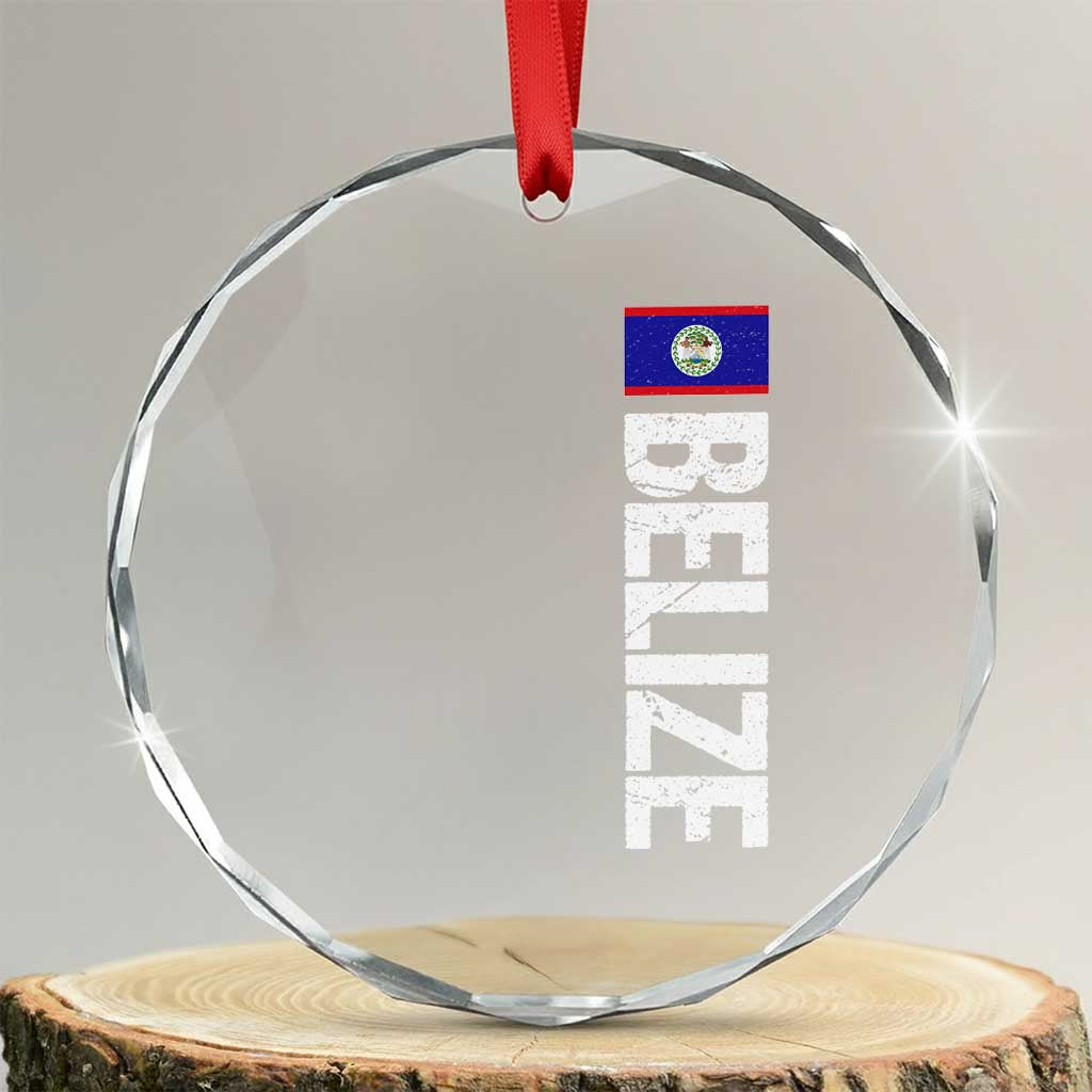 Belize Flag Crystal Glass Ornament Distressed Central American Pride Heritage Gift TS10 Transparent Glass 3'' Circle Print Your Wear