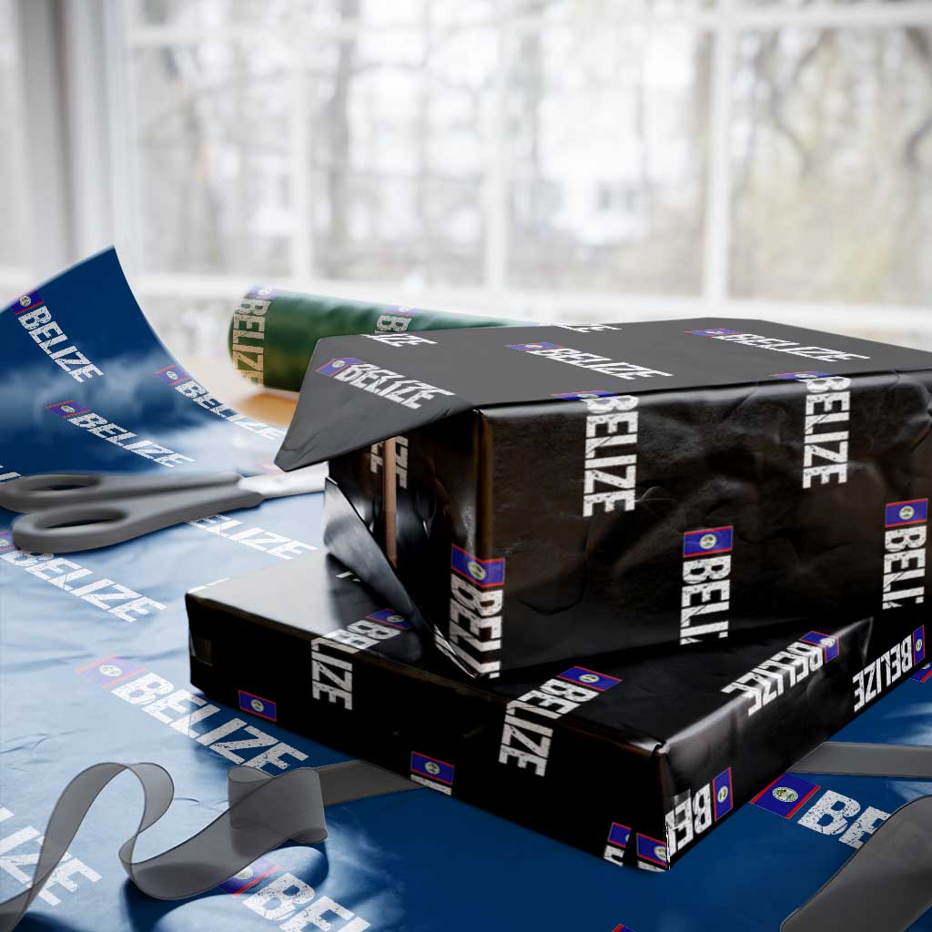 Belize Flag Wrapping Paper Roll Distressed Central American Pride Heritage Gift TS10 Black Print Your Wear
