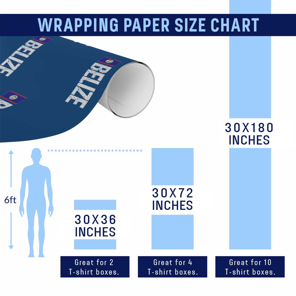 Belize Flag Wrapping Paper Roll Distressed Central American Pride Heritage Gift TS10 Print Your Wear