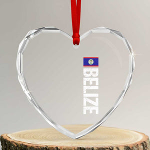 Belize Flag Heart Crystal Glass Ornament Distressed Central American Pride Heritage Gift TS10 Transparent Glass 3'' Heart Print Your Wear