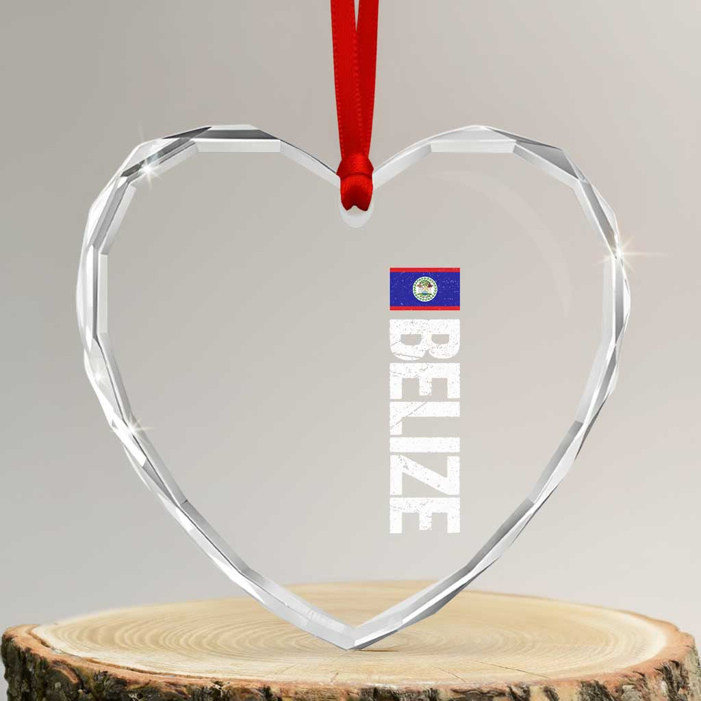 Belize Flag Heart Crystal Glass Ornament Distressed Central American Pride Heritage Gift TS10 Transparent Glass 3'' Heart Print Your Wear