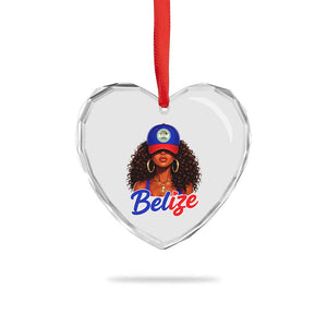 Belize Princess Heart Crystal Glass Ornament Melanin Afro Girl Belize Flag Heritage Gift for Black Girls TS10 Print Your Wear