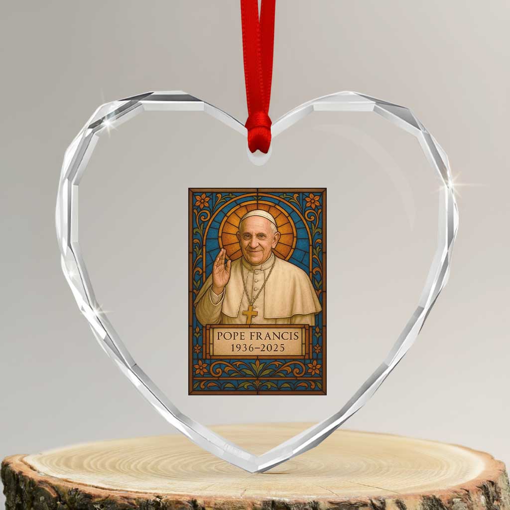 Beloved Pope Francis Heart Crystal Glass Ornament 1936-2025 Memorial TS02 Transparent Glass 3'' Heart Print Your Wear
