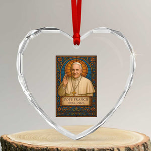 Beloved Pope Francis Heart Crystal Glass Ornament 1936-2025 Memorial TS02 Transparent Glass 3'' Heart Print Your Wear