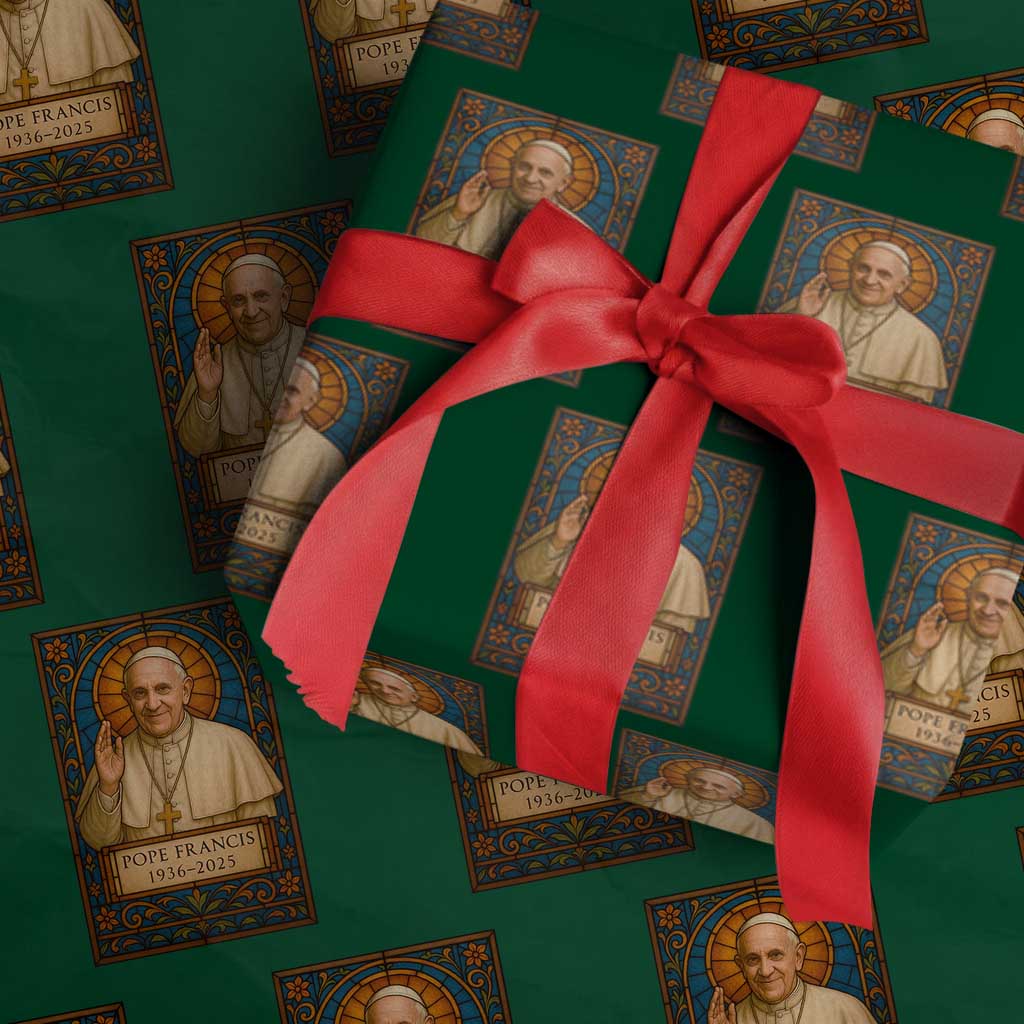 Beloved Pope Francis Wrapping Paper Roll 1936-2025 Memorial TS02 Green Print Your Wear