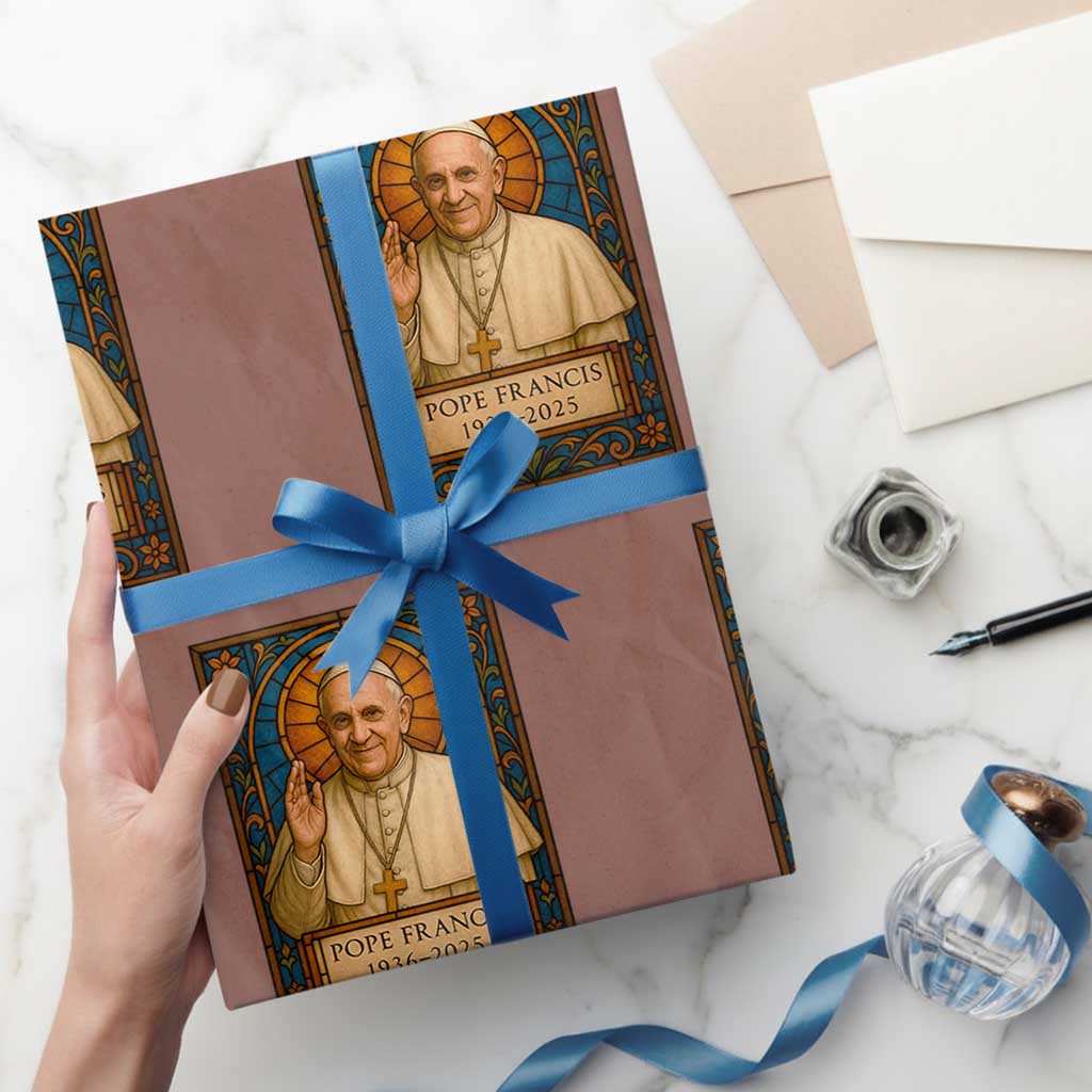 Beloved Pope Francis Wrapping Paper Roll 1936-2025 Memorial TS02 Mocha Print Your Wear
