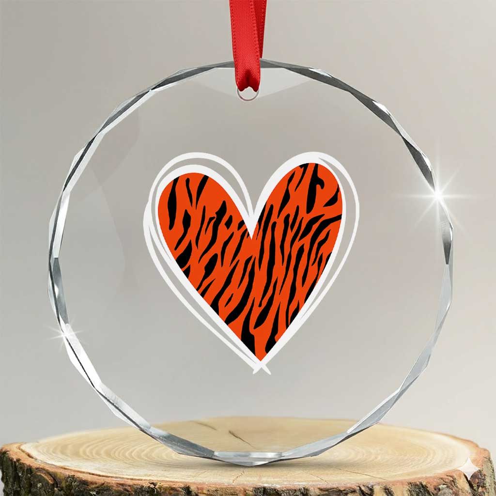 Bengal Tiger Heart Crystal Glass Ornament Retro BFT Sports Fan Trendy Game Day Gift TS10 Transparent Glass 3'' Circle Print Your Wear